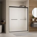 Shower Door Royal Guard Double Sliding 56-60" W X 72" H Semi-frameless Bypasss Glass Shower Sliding Doors With 1 4" 6MM Frosted
