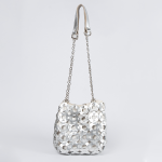 Xena Silver Leather Crossbody Bag With Chain Straps - Silver Leather