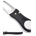 Juroicessry 1PC Black Golf Repair Tool Stainless Steel Foldable Golf Divot Repair Tool Stainless Steel With Detachable Golf Ball