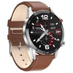 Worldcart Designer Smart Health Watch WCD01 L13 - Stainless Steel/brown Leather Strap