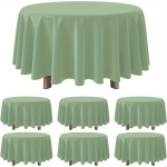 Elegant Sage Green Round Tablecloth 1PC - Plastic Table Cover For Birthdays Weddings Parties - Other Weave Styles General Fit