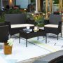 Jakarta 4PCS Patio Set - Black With Beige Cushions