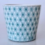 Turquoise & White Crisscross Design Planter – 14X16CM