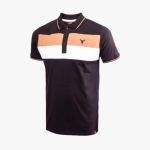 Mens Colourblock Short Sleeve Golfer Black+ Camel+ White - 10XL