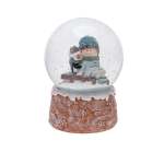 Waterball Glass And Polyresin Base 10X10X13CM Waterball With Tree Trunk Base. Girl With Penguin