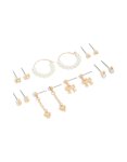 Goldair Gold Pearl Heart & Bow Earrings 7-PACK