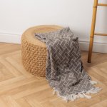 Geometric Lined Jacquard Throw Beige