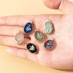 Elegant Stone Pendant Set: Life Tree Snake Eye Leaf Stars Butterfly - Perfect For Diy Jewelry Making