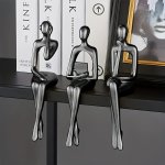 3PCS Modern Resin Thinker Sitting Statues Abstract Sculptures Artistic Home & Office Desk Decor Shelf Display Wine Cabinet Ornam