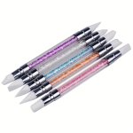 1 5PCS Double-pointed Silicone Nail Polish Sculpting Pen Set Nail Brush Embellishment Tools For Sculpting Embossing And Designin
