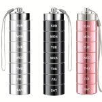 7PCS Metal Pill Organizers Stackable Portable Waterproof Travel Pill Box Large Aluminum Alloy Travel Pill Case