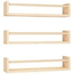 Floating Bookshelves Natural Wood Kids Nursery Storage Wall - 3 Piece
