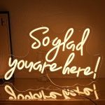 Xixkilly So Glad You Are Here Neon Sign Dimmable Wedding Welcome Neon Lights For Wall Decor Bussines Light Up Sign For Wedding B