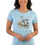 Ladies Ss T-Shirt Vintage Vespa Crystal Blue