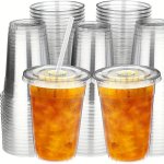30PCS 12OZ Clear Disposable Plastic Cups With Lids - Perfect For Parties Weddings & Everyday Use - Durable Spill-proof Design