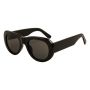 Retro Statement Oversized Oval Sunglasses - Black