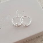Brooke 925 Sterling Silver Cz Hoop Earrings 12MM - Pink Cz Stone
