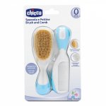 Chicco - Brush And Comb Natural Bristles - Blue & White