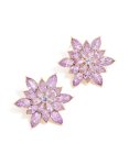 Goldair Gold Pink Diamante Flower Stud Earrings