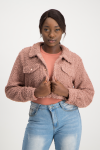 Chloe Cropped Teddy Jacket - Blush - M