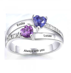 CRI103966 - 925 Sterling Silver Personalized Names & Birthstones Ring