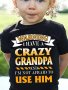 Warning I Have A Crazy Grandpa... Graphic Crew Neck Short Sleeve T-Shirt Pullover For Girls Summer Gift