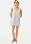Shimmering Metallic Denim Dress - Silver-coloured