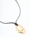 Goldair Gold Plated Cord Open Oval Long Necklace