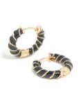 Goldair Gold Black Enamel Small Twisted Hoop Earrings