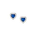 All My Love Earrings Blue Heart With Cubic Zirconia
