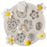 1PC Silicone Flowers Baking Mold Variety Of Flowers Cake Border Silicone Mold Cupcake Topper Fondant Mould Cake Decorating Tools