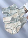 5PCS Allover Print Briefs Cute Comfy Breathable Stretchy Intimates Panties Women's Lingerie & Underwear