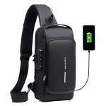Hansee Men's Sling Bag With Lock & Waterproof Anti-theft Chest Bag With USB Charging Port Shoulder crossbody Backpack