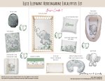 Cot Duvet Bedding Ellie Elephant Herringbone Eucalyptus Pennygum Set