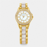 Ladies Rose Toned Watch With Resin Detail