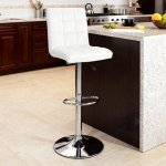 Adjustable Swivel Bar Stool With Backrest - Red