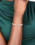 Silver Plated Cubic Zirconia Thin Tennis Layered Toggle Bracelet