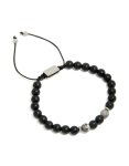 Mens Waterproof Stainless Steel Black Beaded Toggle Bracelet