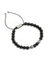 Mens Waterproof Stainless Steel Black Beaded Toggle Bracelet