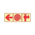 Sabs Red Arrow Left Fire Hose + Fire Hydrant Photoluminescent Sign F8