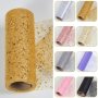 1 Roll 15.24 Cm 9.14 Meter Mesh Yarn Roll Halloween Christmas Festival Arrangement Supplies Garland Making Material Christmas Golden Silk Mesh Yarn Festival Arrangement Supplies