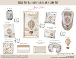 Cot Duvet Bedding Beige Air Balloon Cloud And Star Set Neutral