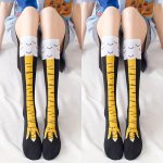 1 2 Pairs Women's Plus Funny Calf Socks Plus Size Chicken Claw Pattern Slim Fit Novelty Knee High Socks For Fall & Winter