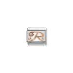 Composable Classic Link Letter R In Rose Gold And Cubic Zirconia