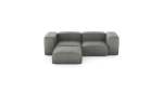 Three Module Chaise Sofa - Leather - Light Grey - 230CM X 199CM