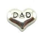 FLC98 - Dad Heart Floating Charm For Floating Locket Necklace