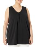 Woman Within Plus Size Perfect Sleeveless Shirred V-neck Tunic - L Black