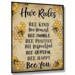 Hive Rule Wall Decor Inspirational Wall Art Bee Kind Bee Honest Bee Humble Bee Positive Inspiring Room Home Decor 20.32 25.4CM U
