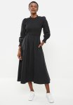 Fully Shirring Bodice Maxi Cotton Dress - Black