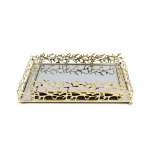 2 Piece Mirror Tray Set Gold